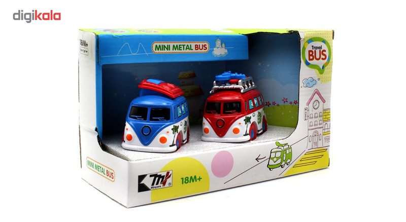 ماشین بازی تی ان تی مینیور مدل -Mini Metal Bus B- بسته دو عددی