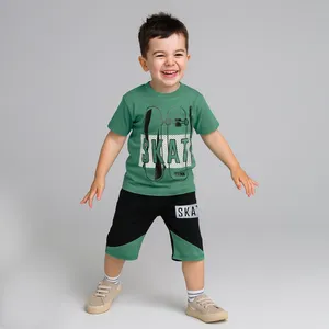ست تی شرت و شلوارک پسرانه مدل اسکیتی