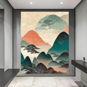 تابلو بوم طرح مخمل انتزاعی مدل کوهستان کد M319