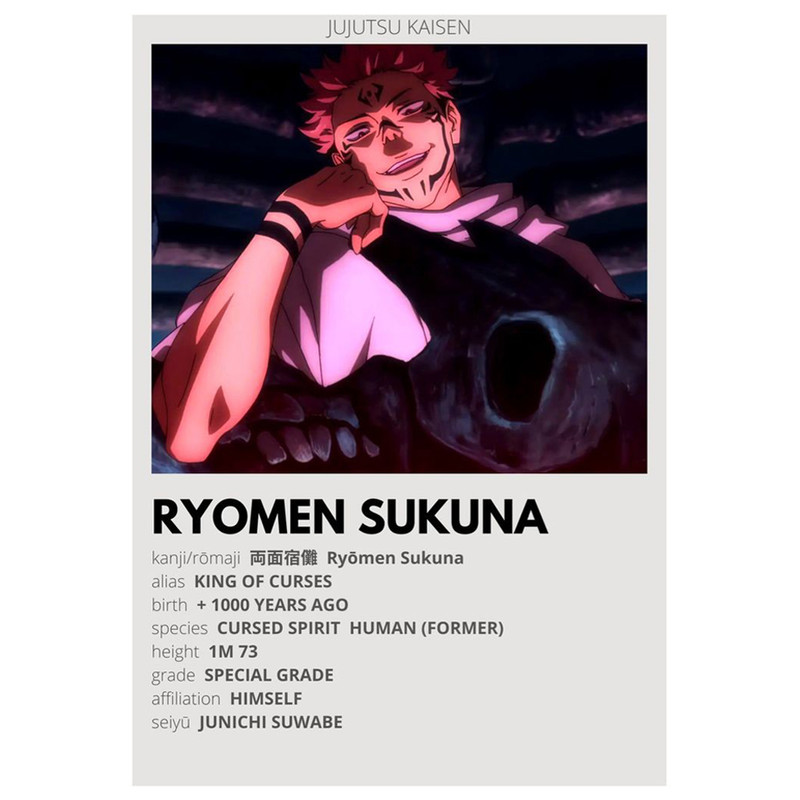 پوستر مدل انیمه جوجوتسو کایسن Jujutsu Kaisen طرح سوکونا Sukuna کد 987