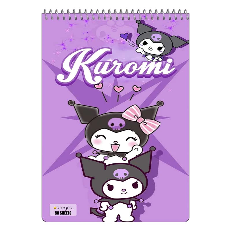 دفتر نقاشی 50 برگ سیمی کارنیکا طرح مای ملودی و کورومی My Melody & Kuromi کد 35771