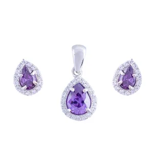 نیم ست نقره زنانه مدل اشک AMT_N122