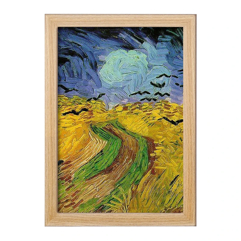 تابلو خندالو مدل نقاشی گندم زار با کلاغ ها اثر ونسان ونگوگ کد 25461