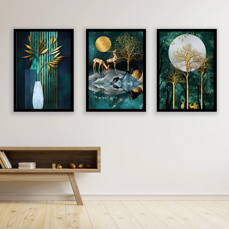 تابلو مدل دکوراتیو کد LA-G30163-2 مجموعه 3 عددی