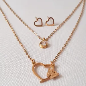 نیم ست زنانه مدل دو لاین قلب پروانه کد 3284