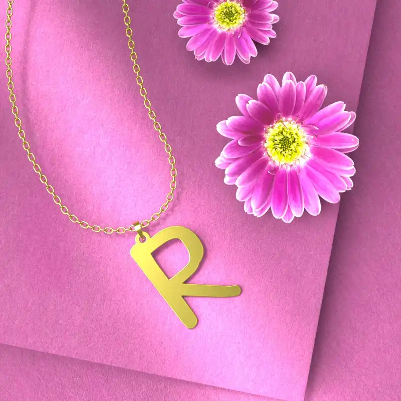 گردنبند طلا 18 عیار زنانه مدوپد مدل حرف R کد H3-1-1198