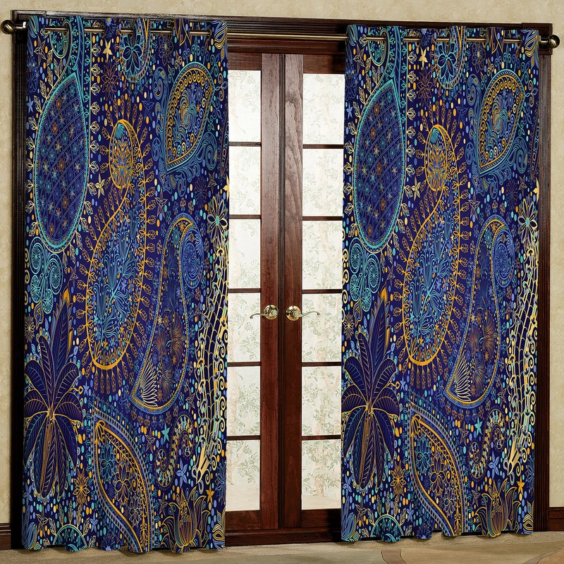 پرده مدل  بته جقه کهکشانی مخمل پانچی کد 2046 سایز 200x140 سانتی متر