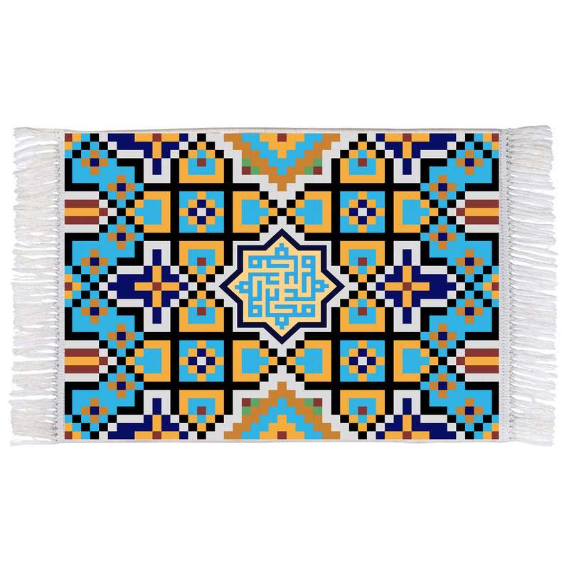 فرش ماشینی دیوارکوب اطلس آبی مدل محمد کد T3978  