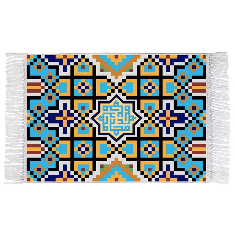 فرش ماشینی دیوارکوب اطلس آبی مدل محمد کد T3978