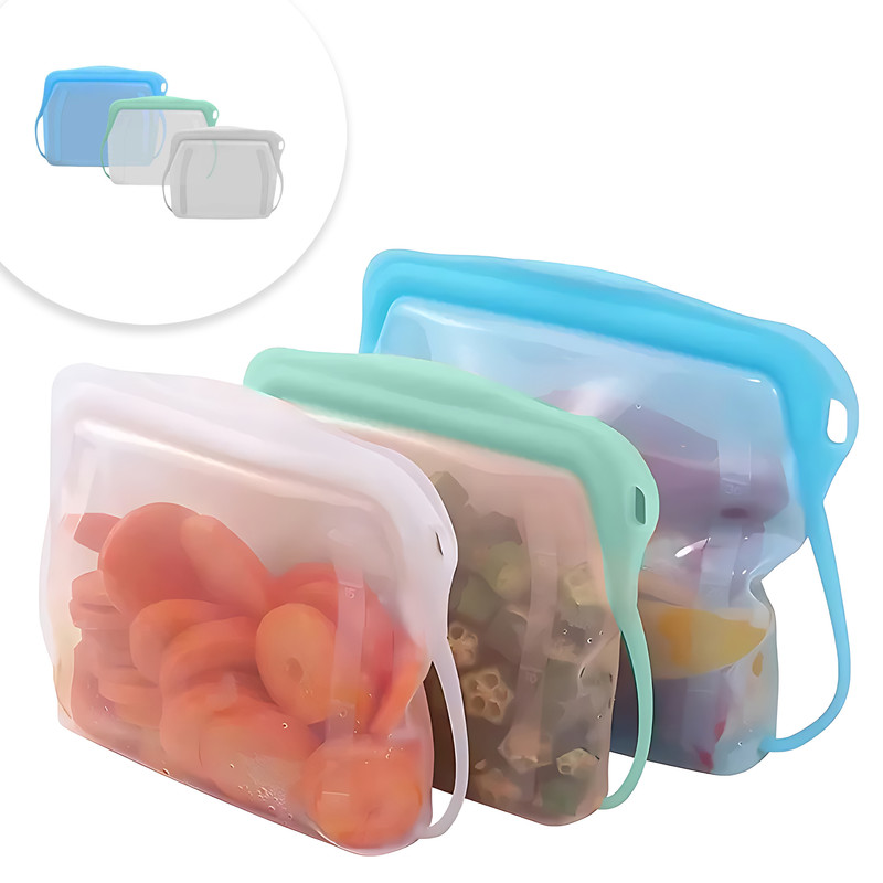 کیسه سیلیکونی زیپ دار هوانگ مدل Reusable Zip Lock بسته سه عددی 