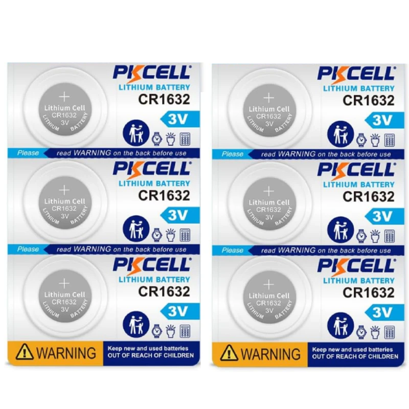 باتری سکه‌ای لیتیومی پی کی سل مدل CR1632 ولتاژ 3 ولت بسته 6 عددی