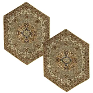 رومیزی ترمه عسلی مدل عقیق بسته دو عددی