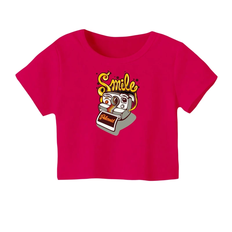 کراپ‌ تی‌شرت آستین کوتاه زنانه مدل دوربین