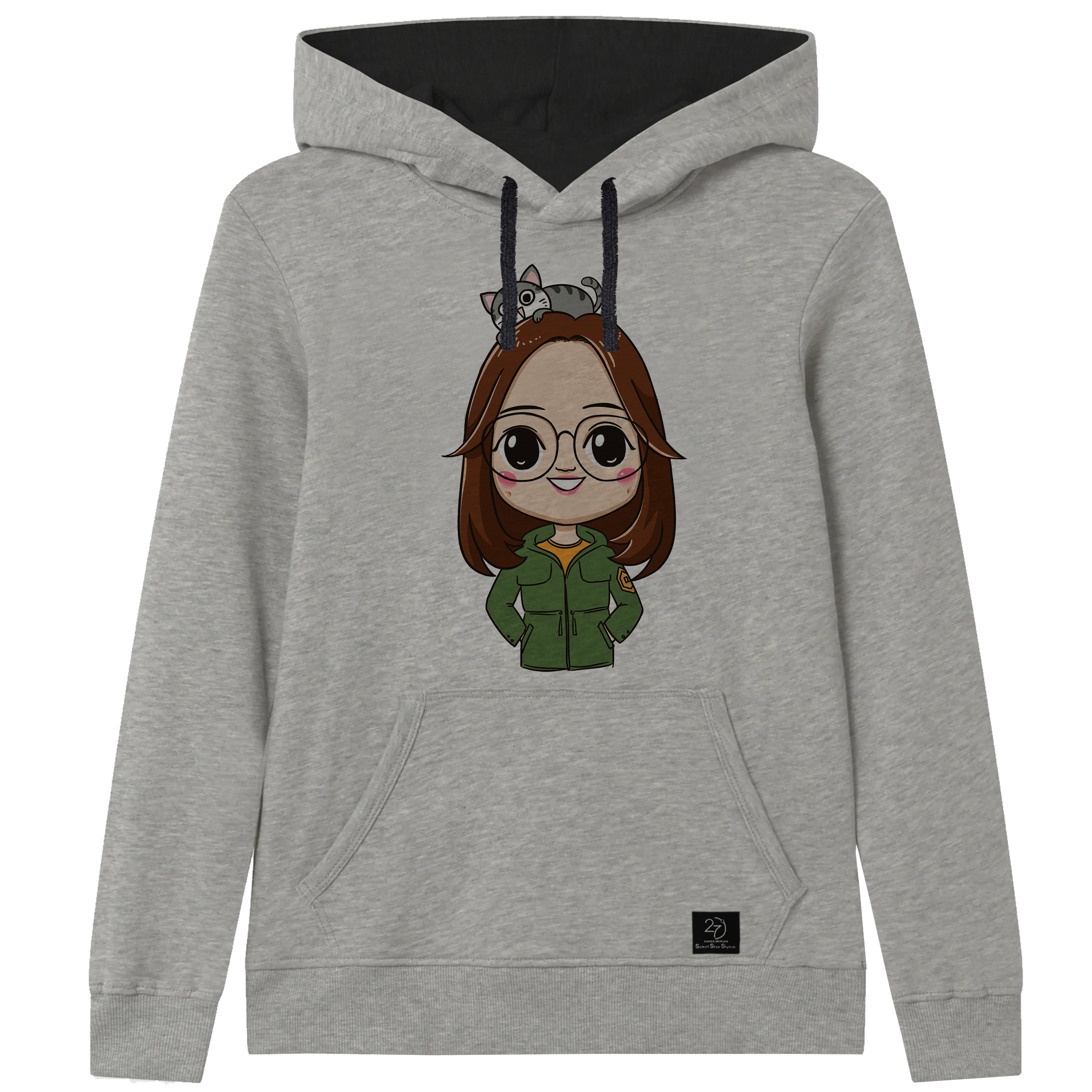 هودی دخترانه 27 کد F12 رنگ طوسی