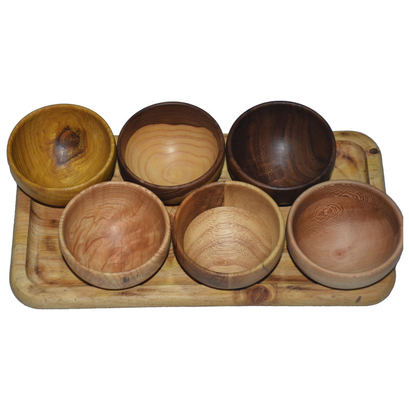 ست کاسه و بشقاب چوبی مدل B3518K10 مجموعه 7 عددی