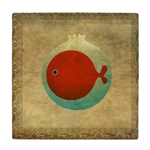  زیر لیوانی  طرح نقاشی ماهی و تنگ کد    5927840_4696