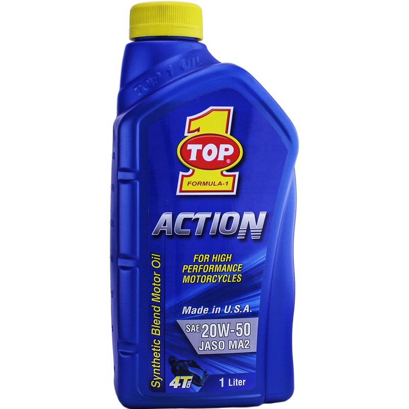 روغن موتور موتور سیکلت تاپ وان مدل Action JASO MA2 20W-50 حجم 1 لیتر