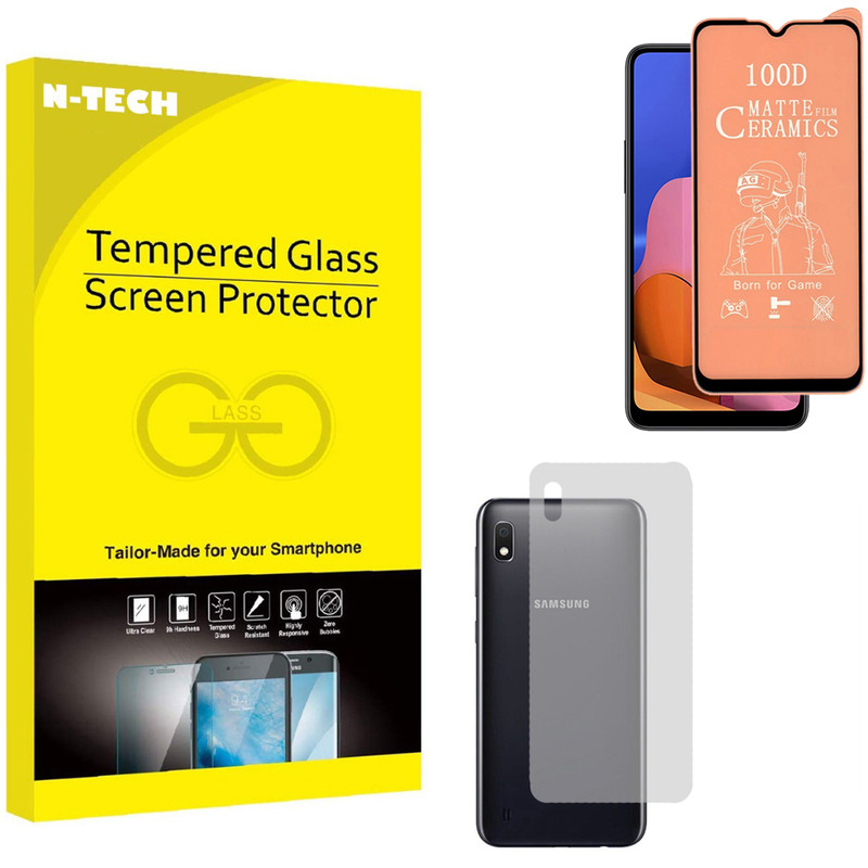  محافظ صفحه نمایش سرامیکی مات انتک مدل CRBKM-01 مناسب برای گوشی موبایل سامسونگ Galaxy A10 به همراه محافظ پشت گوشی 