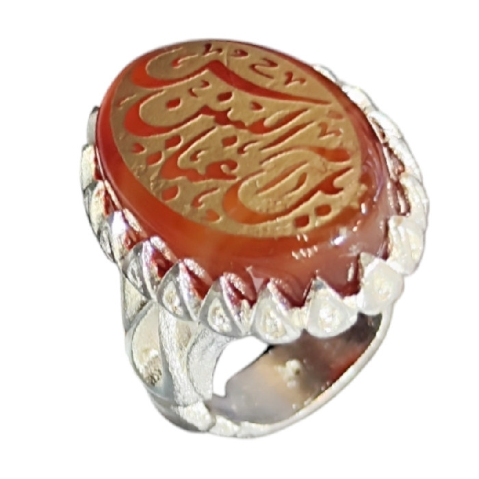 انگشتر مردانه مدل سنگ عقیق خطی کد ۹۳۰۰