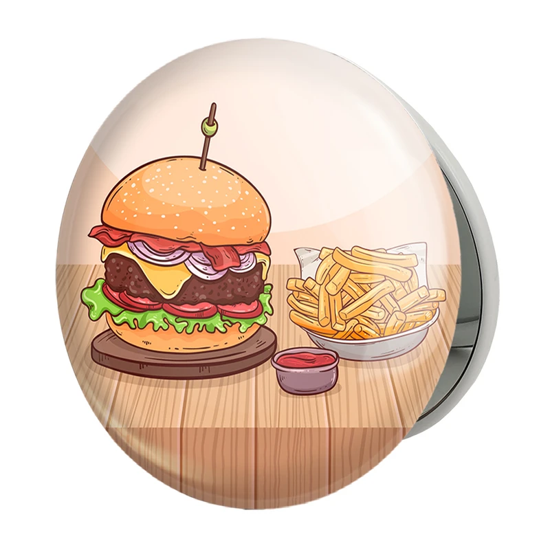 آینه جیبی خندالو طرح فست فود (Fast Food) مدل تاشو کد 36575