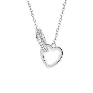 گردنبند نقره زنانه گالری شمرون مدل قلب کد NEC643S0