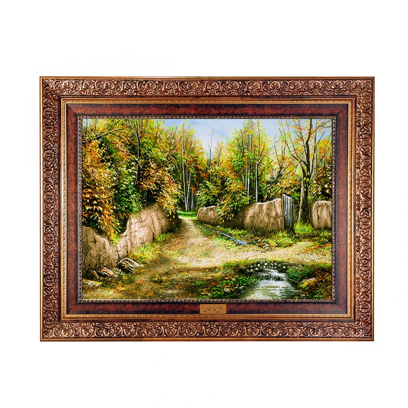 تابلو فرش ماشینی نقش نگار رضوی طرح کوچه باغ کد 522KC