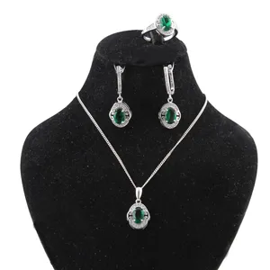 نیم ست نقره زنانه بازرگانی میلادی مدل کوارتز نگین برلیان برش جواهری کد NTR_421