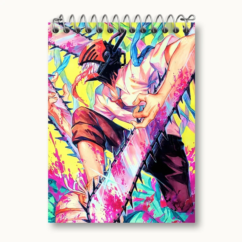 دفتر یادداشت 50 برگ خندالو مدل دنجی انیمه مرد اره ای Chainsaw Man کد 17886