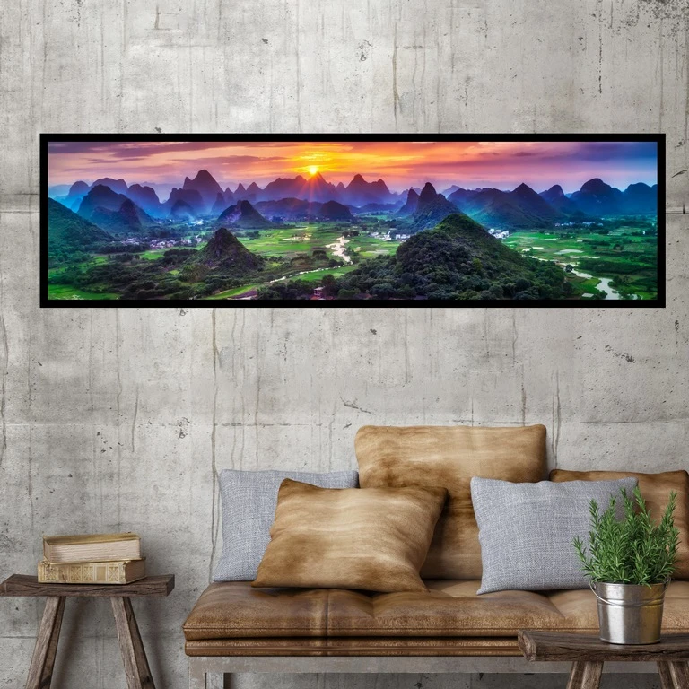 تابلو بکلیت طرح منظره غروب آفتاب مدل کشیده B-7615