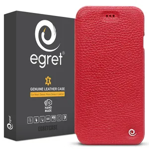 Egret Floater Genuine Leather Stand Folder Bag For Apple iPhone 8