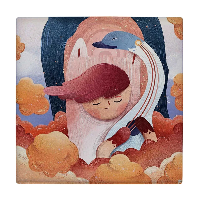 زیر لیوانی  طرح کودک و پرنده قو کد    6096739_5238