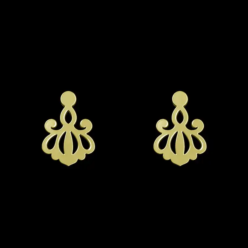 گوشواره طلا 18 عیار زنانه مدوپد مدل هندسی کد GA1-15132