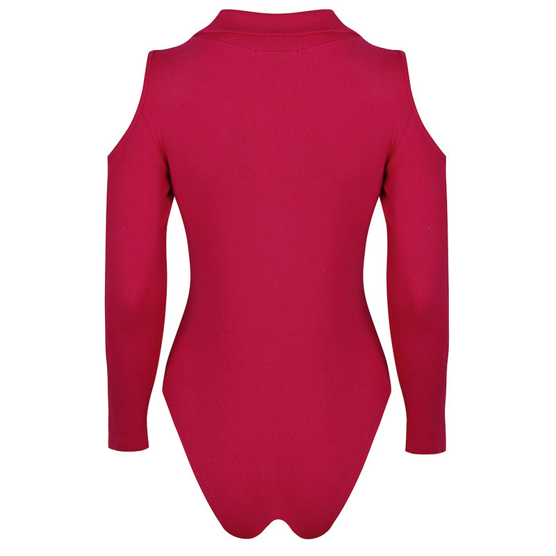 بادی آستین بلند زنانه دکسونری مدل 256004736 یقه دار رنگ سرخابی