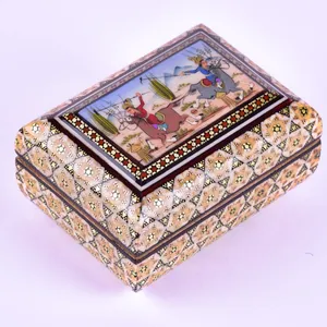 جعبه جواهرات خاتم کاری طرح شکار کد 1108