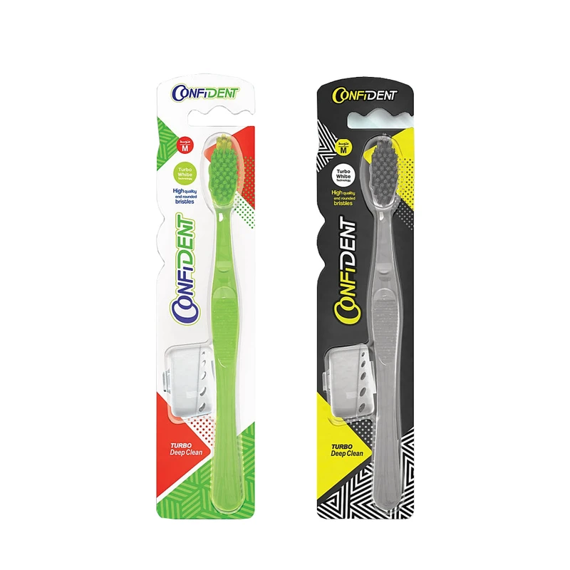 مسواک کانفیدنت مدل دیپ کلین  با برس متوسط بسته 2 عددی