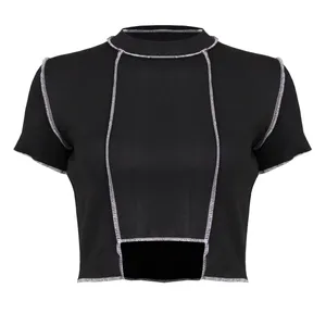 کراپ‌تاپ آستین کوتاه زنانه ماییلدا مدل  4442-5301 رنگ مشکی