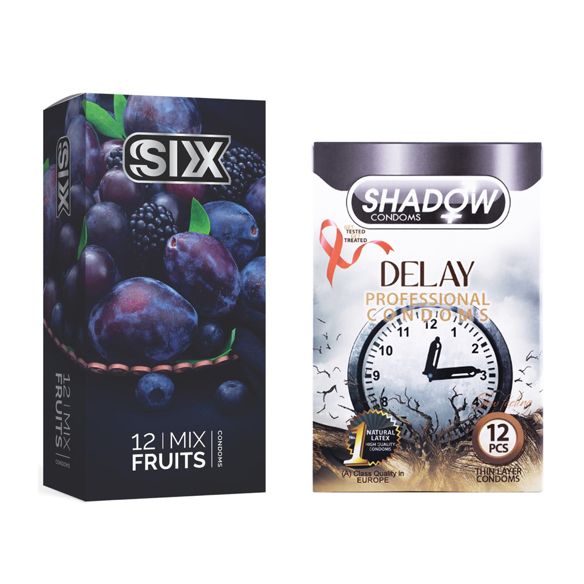  کاندوم سیکس مدل Mix Fruits بسته 12 عددی به همراه کاندوم شادو مدل Delay بسته 12 عددی