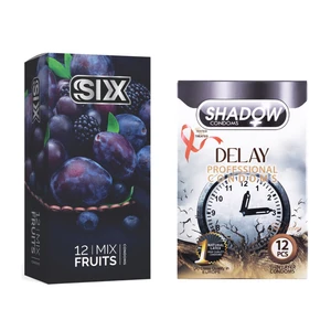 کاندوم سیکس مدل Mix Fruits بسته 12 عددی به همراه کاندوم شادو مدل Delay بسته 12 عددی