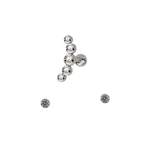 پیرسینگ گوش زنانه آی ام مدل نگین دار مجموعه سه عددی