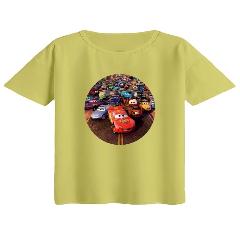 کراپ تی‌شرت آستین کوتاه زنانه مدل ماشین ها کد1