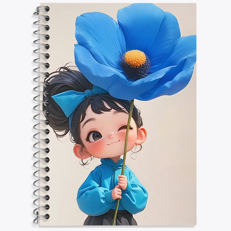 دفتر زبان 50 برگ خندالو مدل دو خط طرح دخترانه کیوت کد N5046