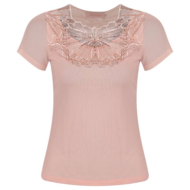 بلوز آستین کوتاه زنانه مدل مجلسی نگین دار