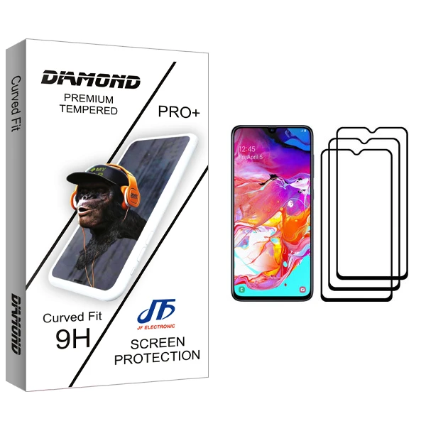 محافظ صفحه نمایش جی اف مدل Diamond glass مناسب برای گوشی موبایل سامسونگ Galaxy A70 بسته سه عددی