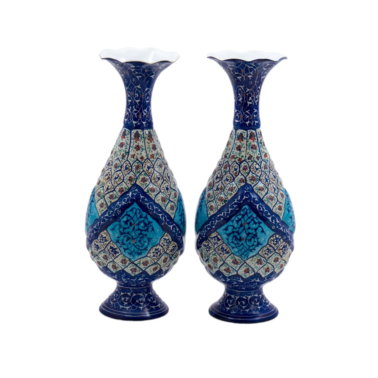 گلدان میناکاری رستا طرح 33-12-102  ارتفاع 25 سانتی متر مجموعه دو عددی