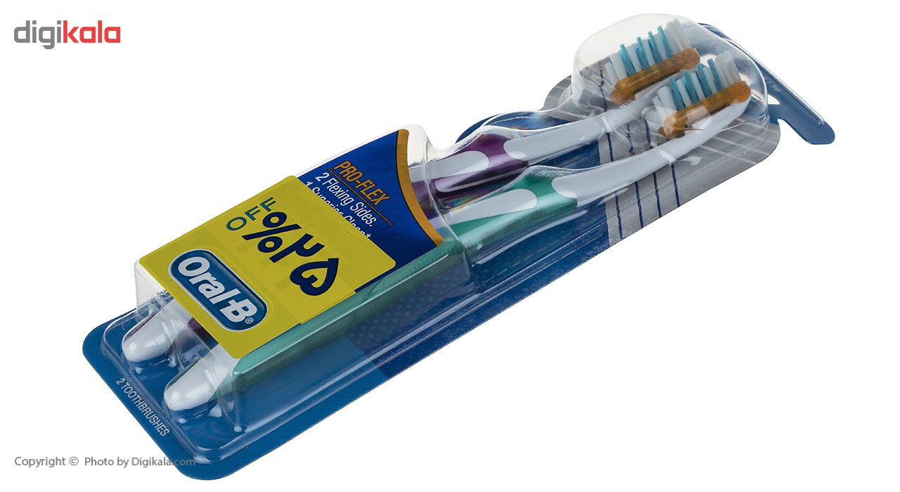 پک مسواک اورال-بی مدل Pro Flex با برس نرم بسته 2 عددی