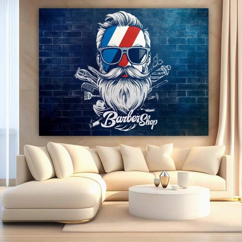 پوستر پارچه ای طرح مخمل آرایشگاه مردانه مدل barbershop کد BK24664