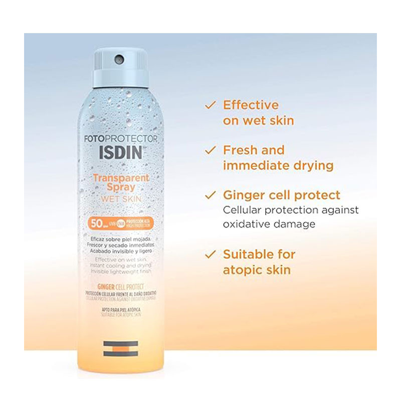 اسپری ضد آفتاب بدون رنگ ایزدین SPF 50 مدل فوتو پروتکتر ترنسپرنت مناسب انواع پوست حجم 250 میلی‌لیتر