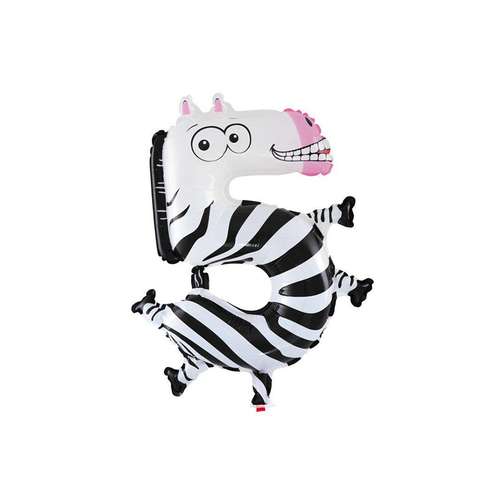 بادکنک فویلی سورتک عدد 5 طرح گورخر