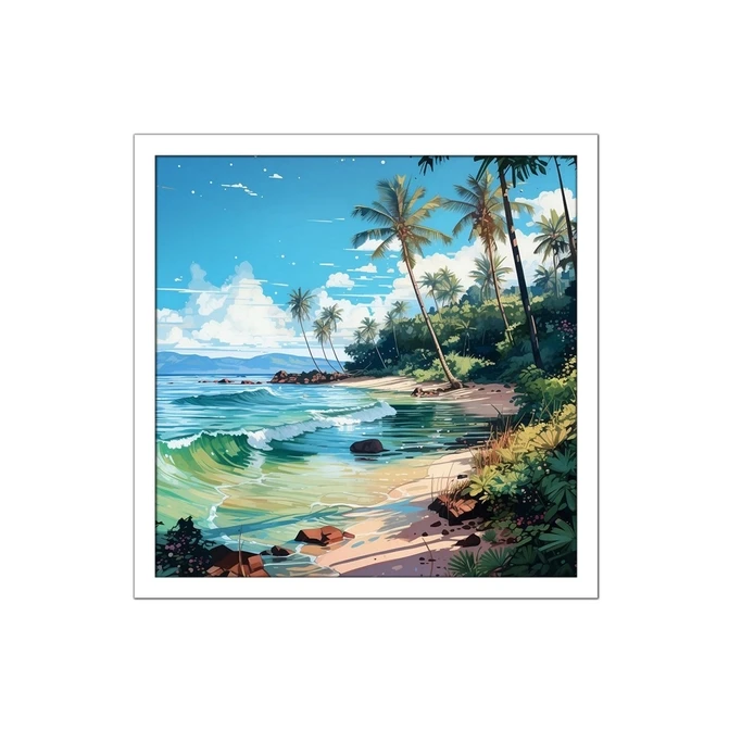 تابلو نوری بکلیت طرح منظره ساحل دریا و درخت نخل مدل W-MID-16217