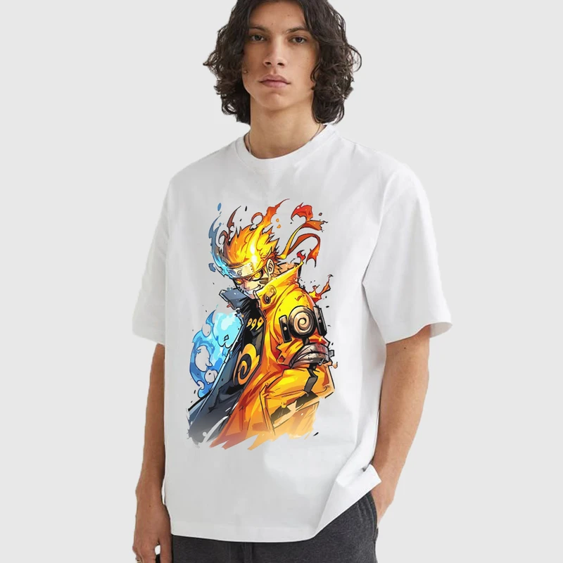 تی شرت آستین کوتاه مردانه مدل انیمه ای طرح ناراتو anm520